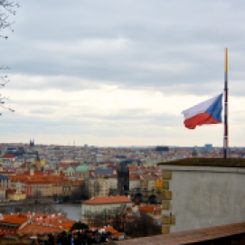 The Czech flag over Prague